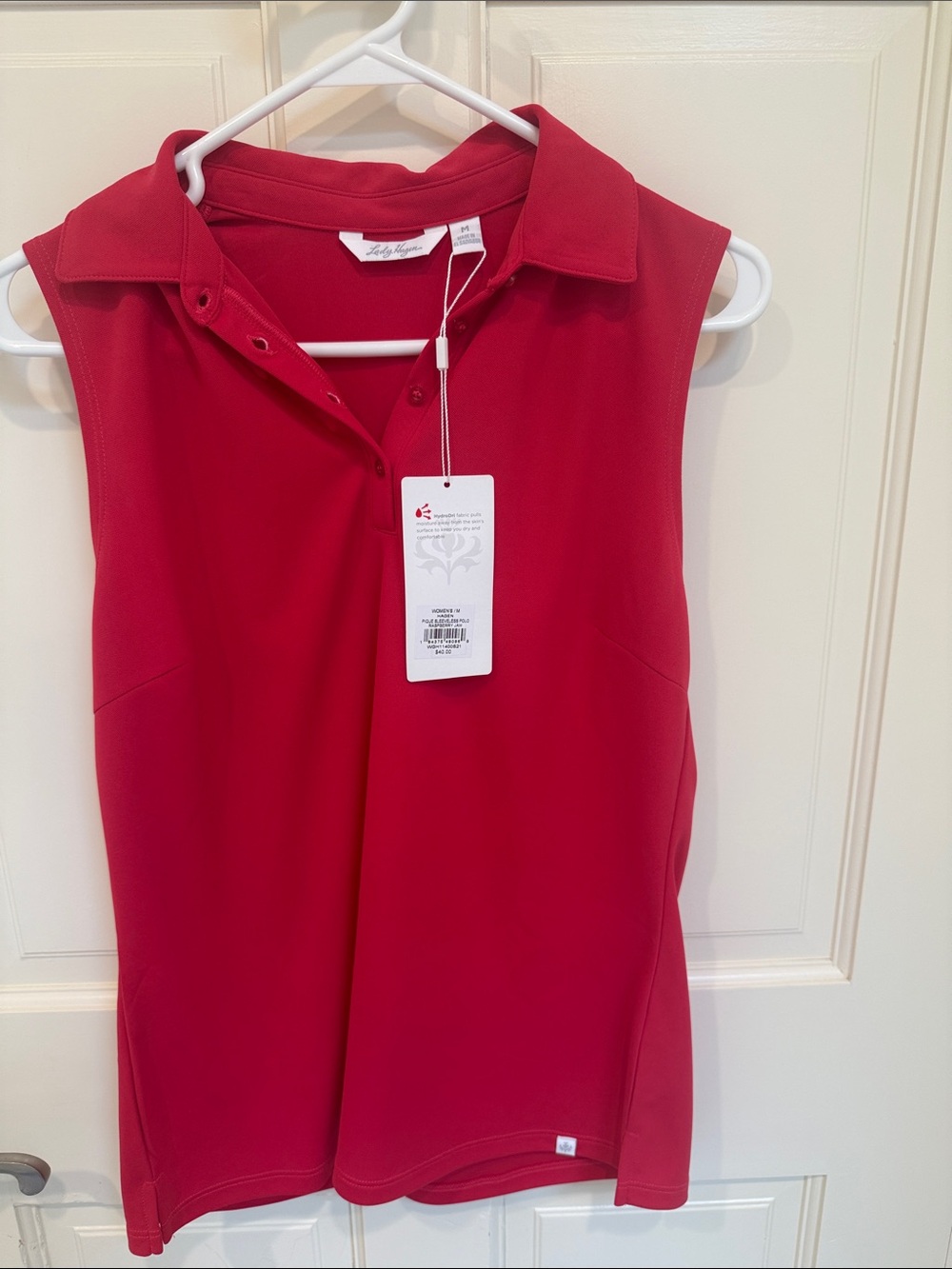 Lady Hagen Sleeveless Polo Tank Top - Red - Picture 6 of 7